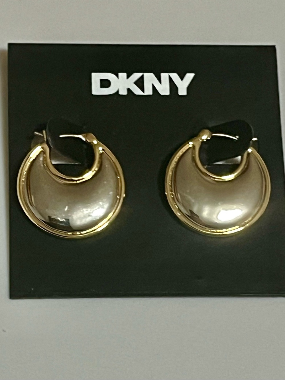 DKNY 2 Tone Lena Inlay Hoop Earrings NWT